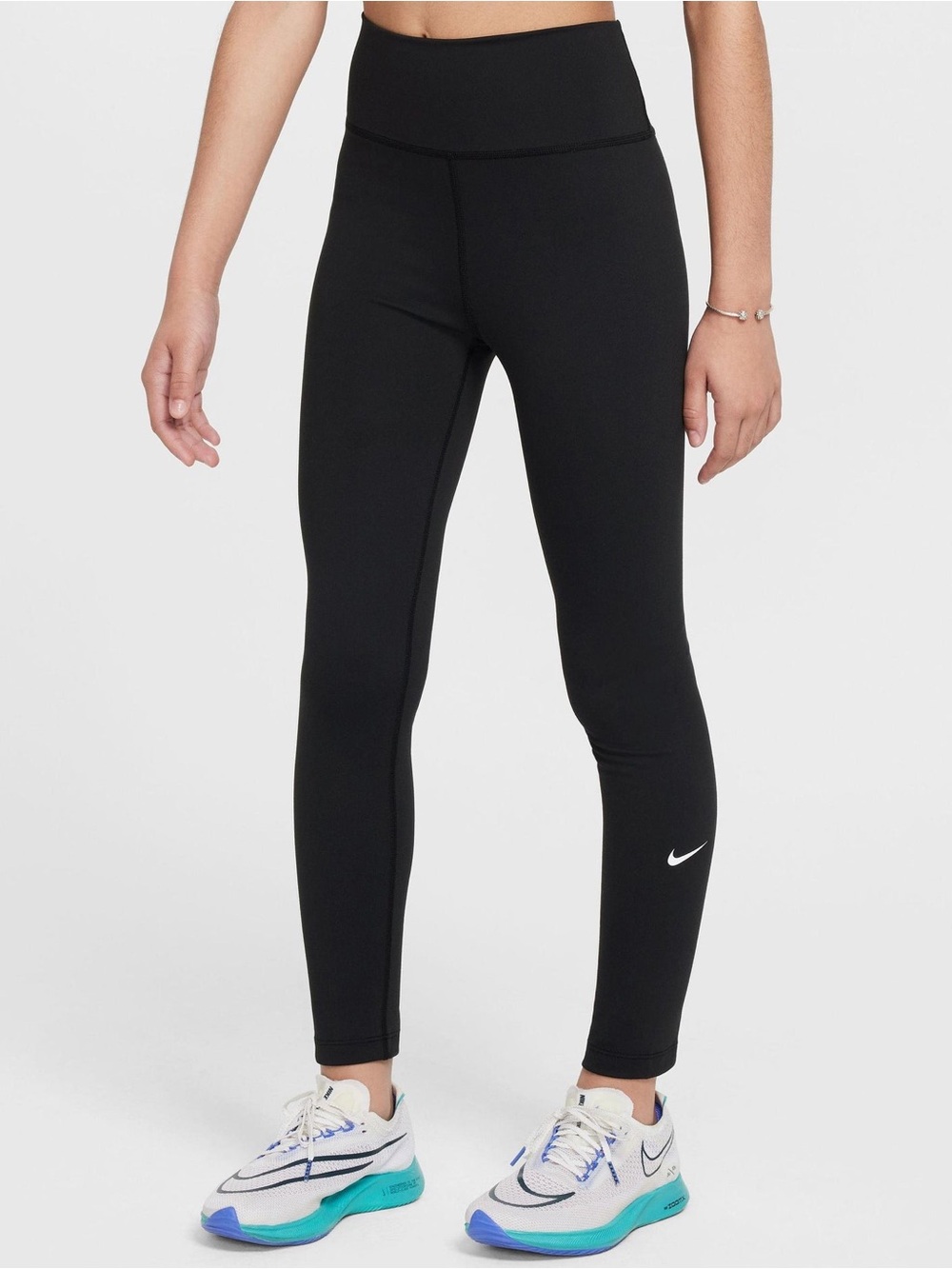 Nike One Dri Fit Kids Black High-Rise Performance Leggings XS